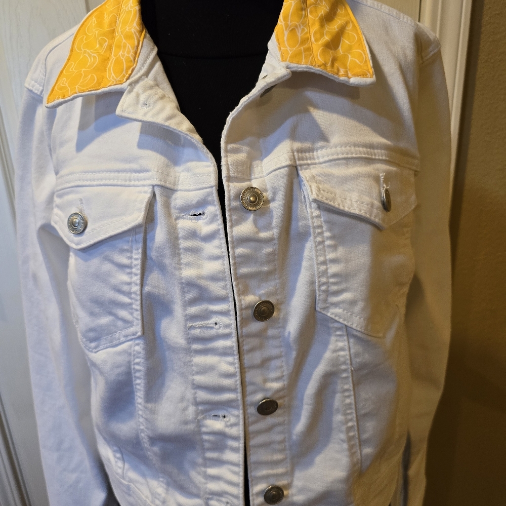 ***SOLD*** Upcycled White Denim Jeans Jacket